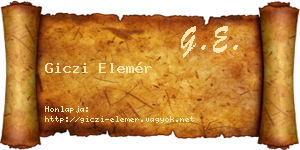 Giczi Elemér névjegykártya